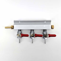 Manifold Gas Line Splitter with Check Valves (1/4" thread, 6mm Barb)3 Way