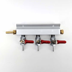 Manifold Gas Line Splitter with Check Valves (1/4" thread, 6mm Barb)3 Way