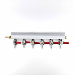 Manifold Gas Line Splitter with Check Valves (1/4" thread, 6mm Barb) 6 Way KL02592