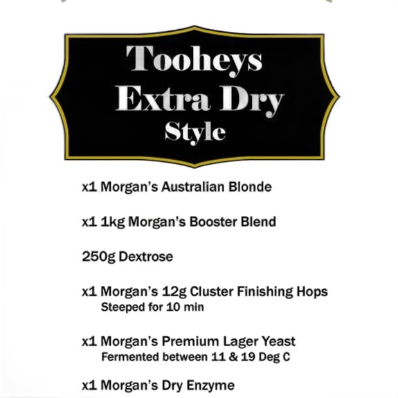 Morgan's Recipe Pack Tooheys Extra Dry Style